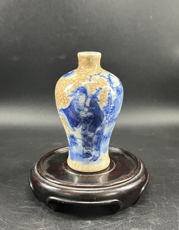 古玩轉賣哥釉青花人物梅瓶拍賣，當前價格0元