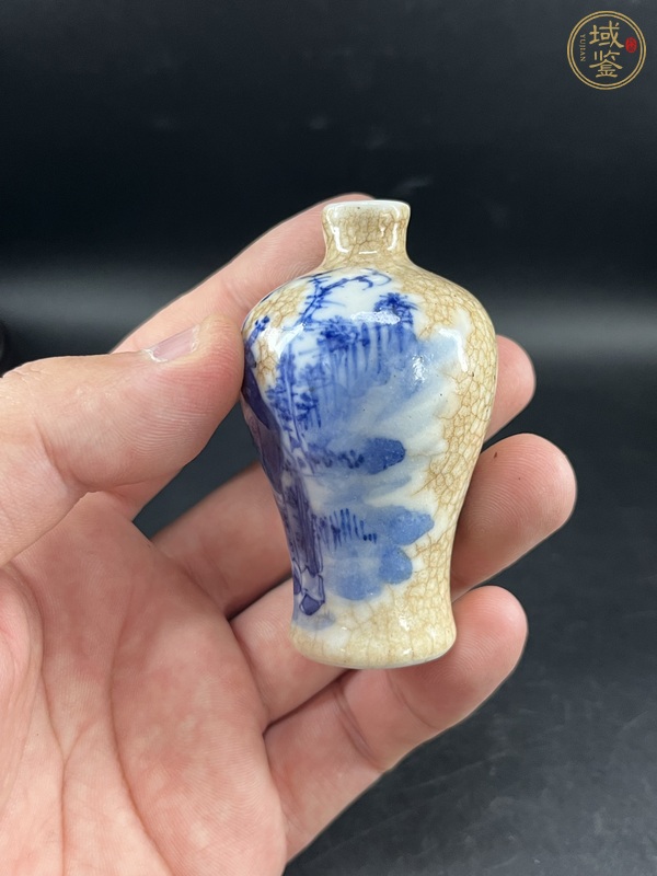 古玩陶瓷哥釉青花人物梅瓶真品鑒賞圖