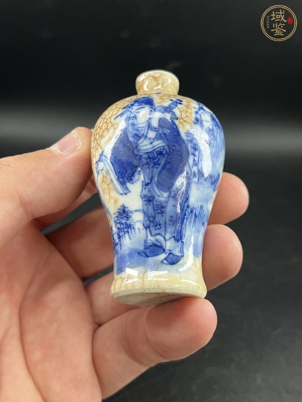 古玩陶瓷哥釉青花人物梅瓶真品鑒賞圖