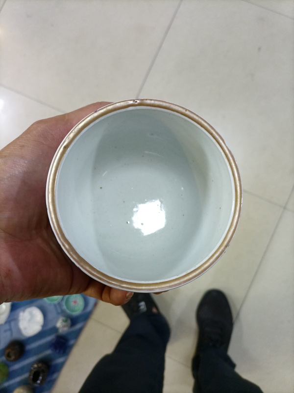 古玩陶瓷日本明治青花礬紅龍紋案缸拍賣,當前價格800元