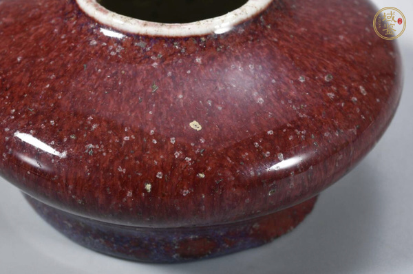 古玩陶瓷鈞紅窯變釉水盂真品鑒賞圖