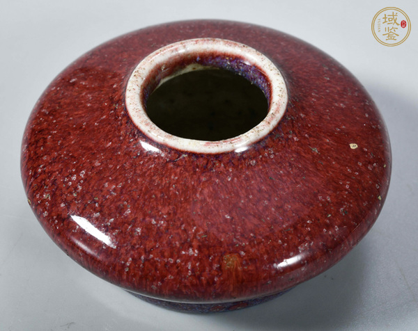 古玩陶瓷鈞紅窯變釉水盂真品鑒賞圖