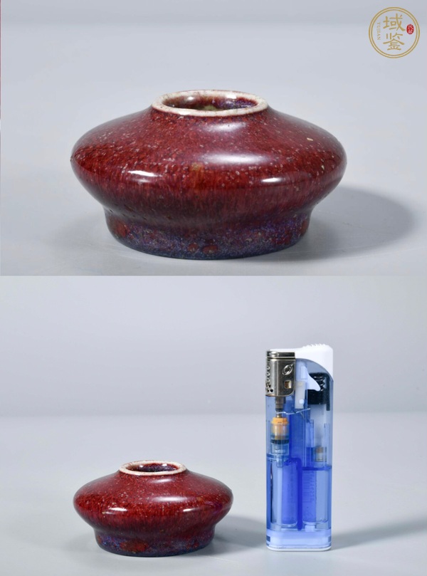 古玩陶瓷鈞紅窯變釉水盂真品鑒賞圖