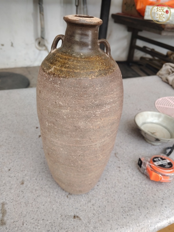 古玩陶瓷褐釉雙系瓶真品鑒賞圖