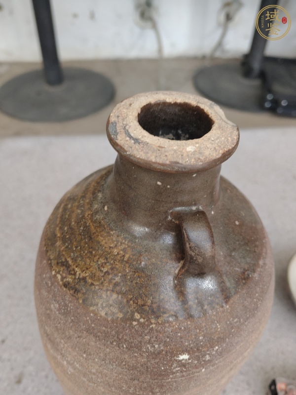 古玩陶瓷褐釉雙系瓶真品鑒賞圖