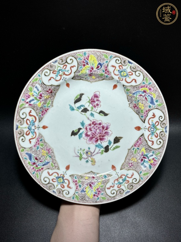 古玩陶瓷粉彩花卉紋盤真品鑒賞圖