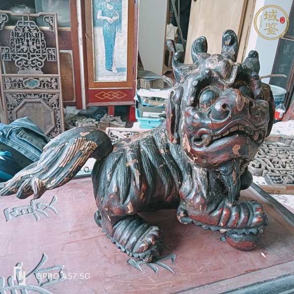 古玩木雕獅子擺件真品鑒賞圖