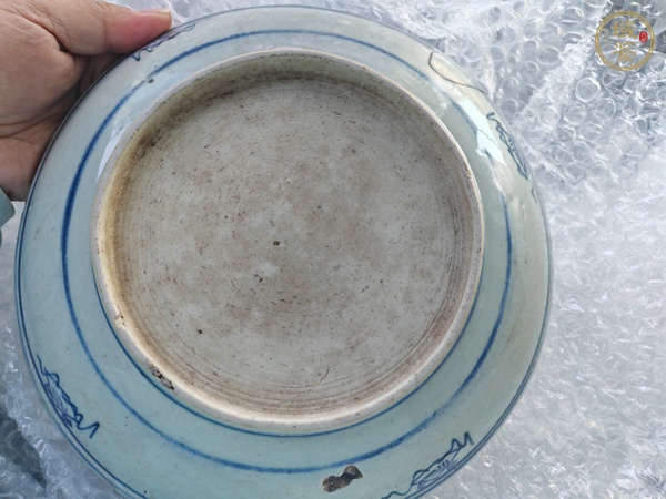古玩陶瓷青花百壽紋臥盤真品鑒賞圖