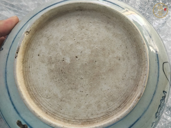 古玩陶瓷青花百壽紋臥盤真品鑒賞圖