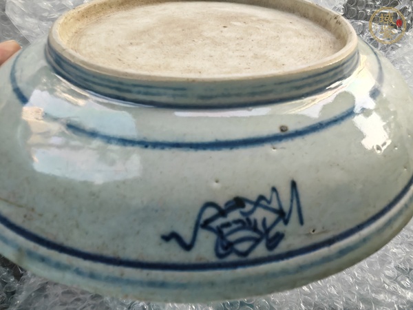 古玩陶瓷青花百壽紋臥盤真品鑒賞圖