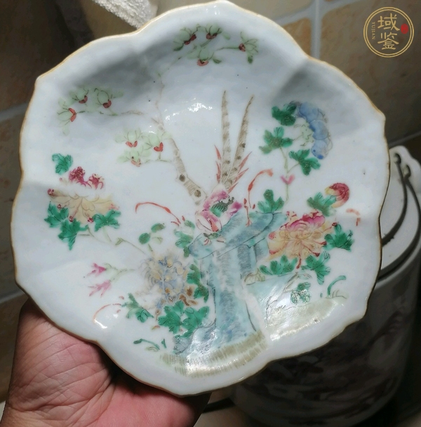 古玩陶瓷錦上添花貢盤真品鑒賞圖