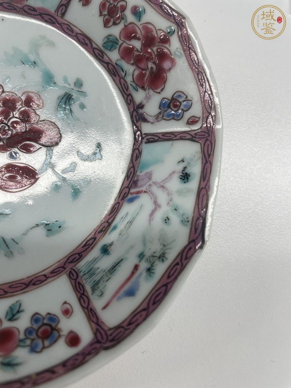 古玩陶瓷花卉紋粉彩盤真品鑒賞圖