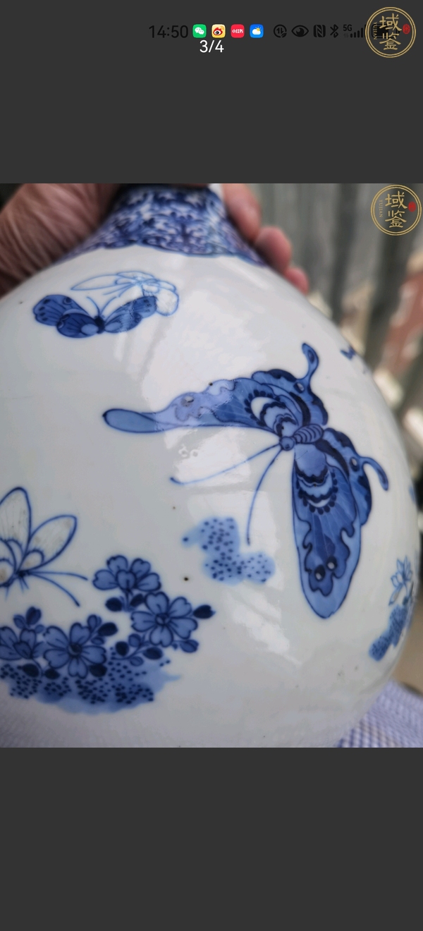古玩陶瓷青花花卉蝴蝶紋膽瓶真品鑒賞圖