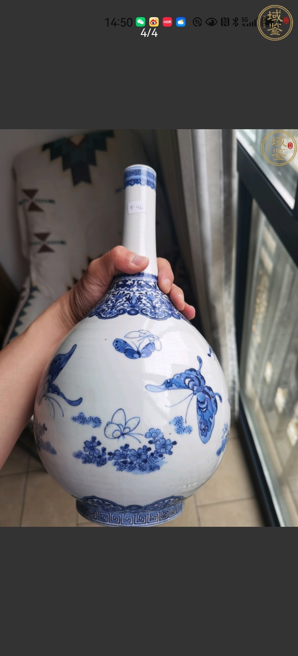 古玩陶瓷青花花卉蝴蝶紋膽瓶真品鑒賞圖
