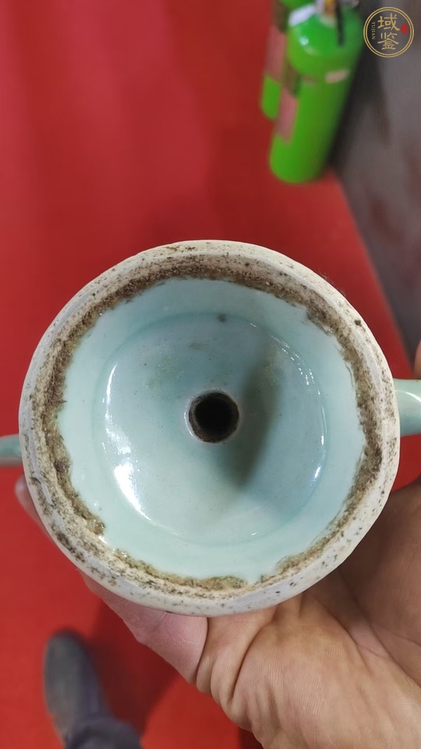 古玩陶瓷青釉青花釉里紅桃形壺真品鑒賞圖
