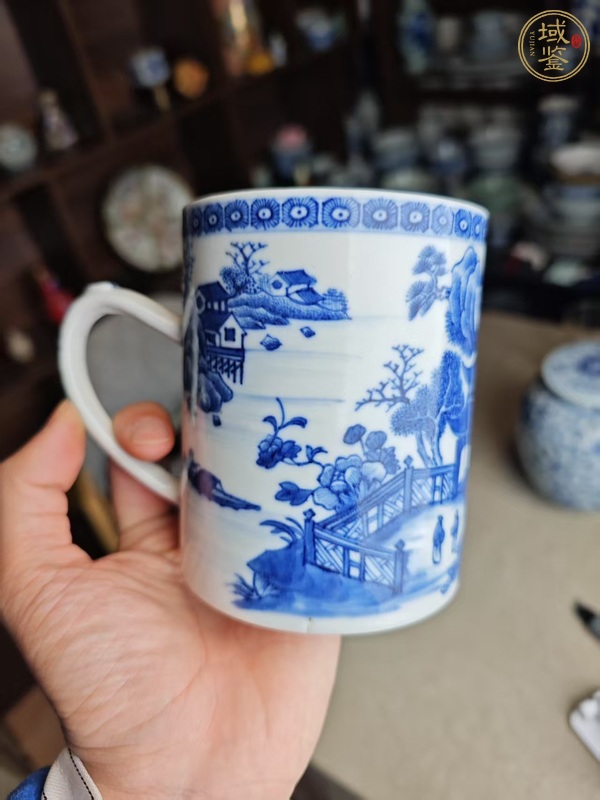 古玩陶瓷青花山水快客杯真品鑒賞圖