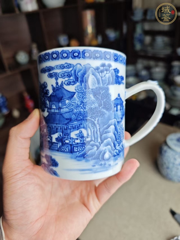 古玩陶瓷青花山水快客杯真品鑒賞圖