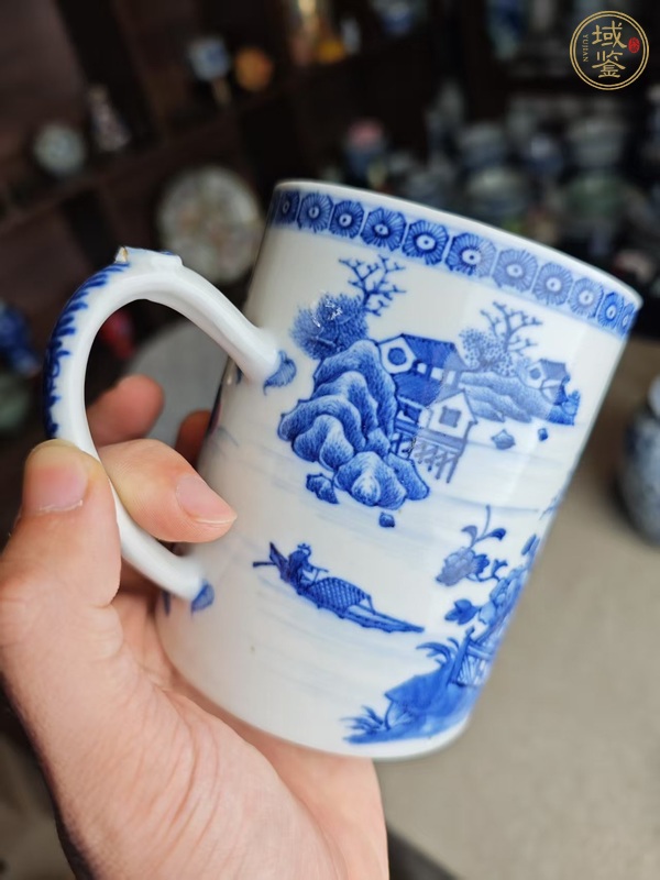 古玩陶瓷青花山水快客杯真品鑒賞圖