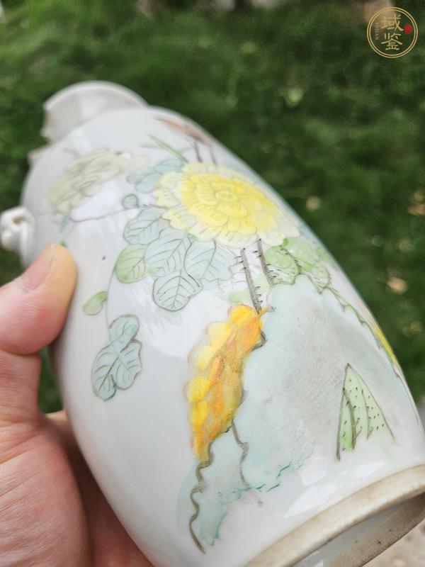 古玩陶瓷粉彩花鳥(niǎo)紋雙耳瓶真品鑒賞圖