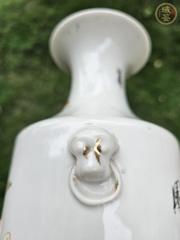 古玩陶瓷粉彩花鳥(niǎo)紋雙耳瓶真品鑒賞圖
