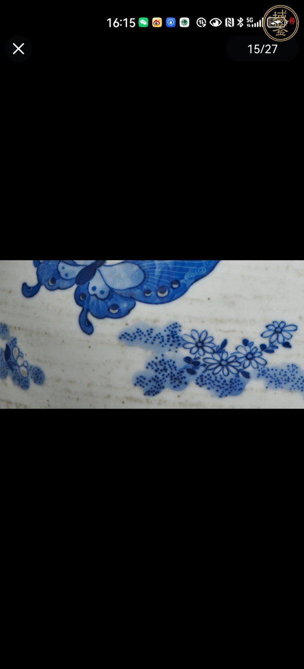 古玩陶瓷青花花卉蝴蝶紋膽瓶真品鑒賞圖