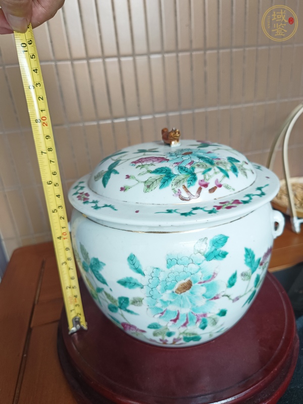 古玩陶瓷粉彩花卉紋四系粥罐真品鑒賞圖