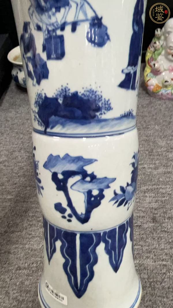 古玩陶瓷清早期 青花人物紋花觚真品鑒賞圖