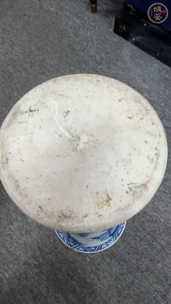 古玩陶瓷清早期 青花人物紋花觚真品鑒賞圖