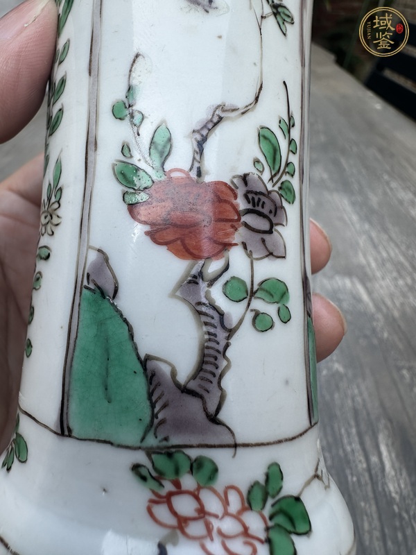 古玩陶瓷五彩花卉紋花觚真品鑒賞圖