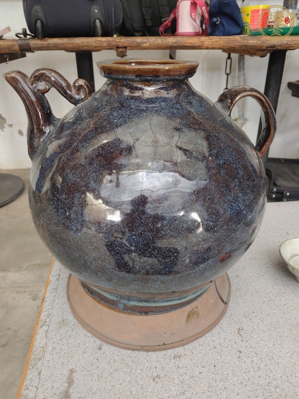 古玩陶瓷紫砂鈞釉酒壺真品鑒賞圖