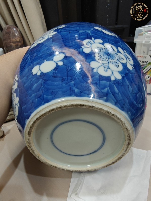古玩陶瓷青花留白冰梅紋罐真品鑒賞圖