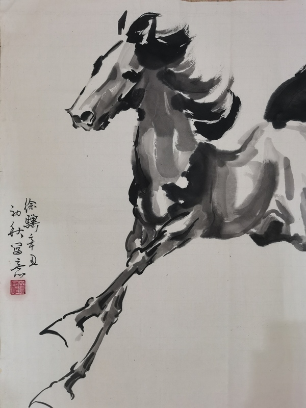 古玩字畫徐悲鴻大師之孫徐驥奔馬圖拍賣，當前價格2000元