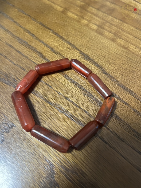古玩玉器天然紅瑪瑙珠真品鑒賞圖