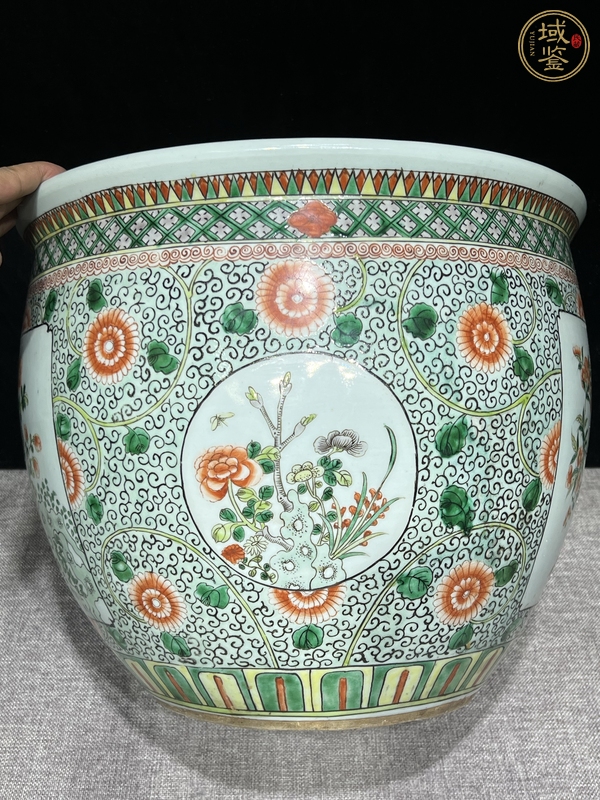 古玩陶瓷花鳥紋五彩缸真品鑒賞圖