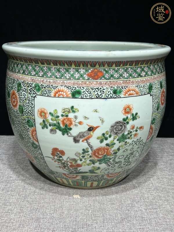 古玩陶瓷花鳥紋五彩缸真品鑒賞圖