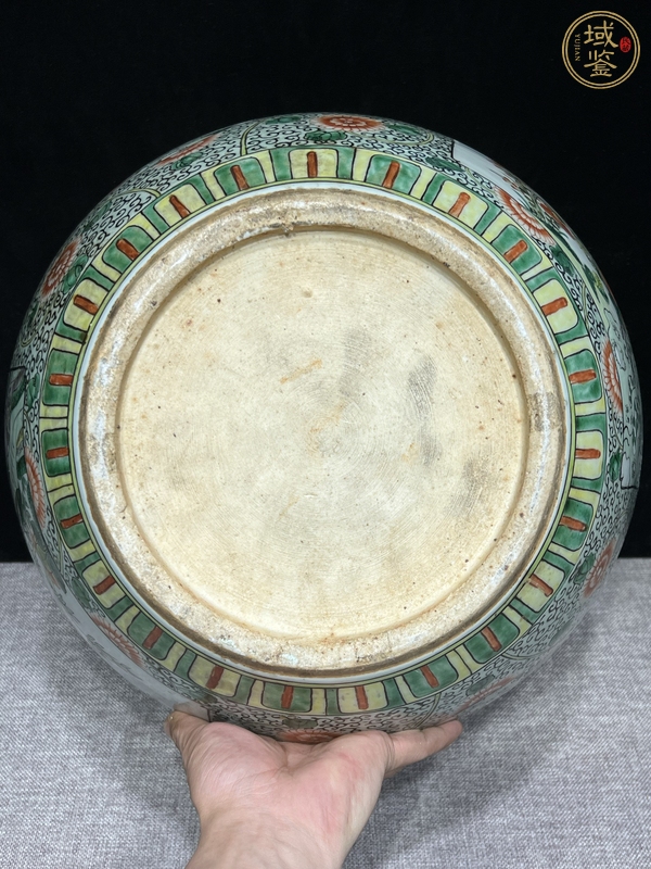 古玩陶瓷花鳥紋五彩缸真品鑒賞圖