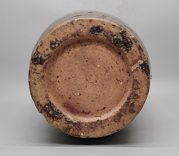 古玩陶瓷明代茶葉末釉刻水波紋大梅瓶拍賣(mài)，當(dāng)前價(jià)格38元