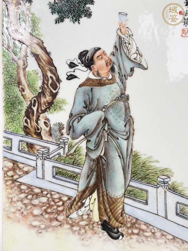 古玩陶瓷舉杯邀明月瓷板畫真品鑒賞圖
