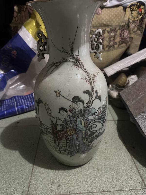古玩仕女紋粉彩瓶真品鑒賞圖
