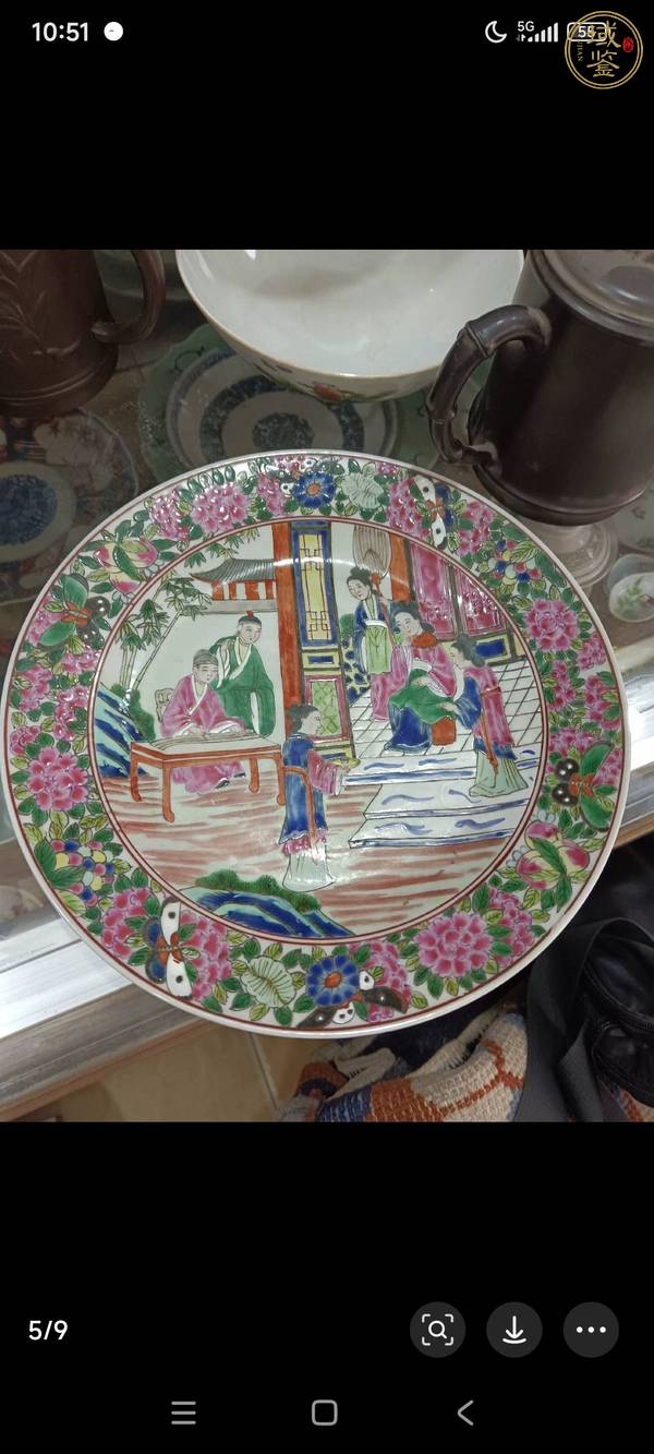 古玩陶瓷廣彩折沿盤真品鑒賞圖