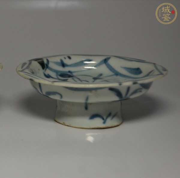 古玩陶瓷清中期 青花高足盤真品鑒賞圖