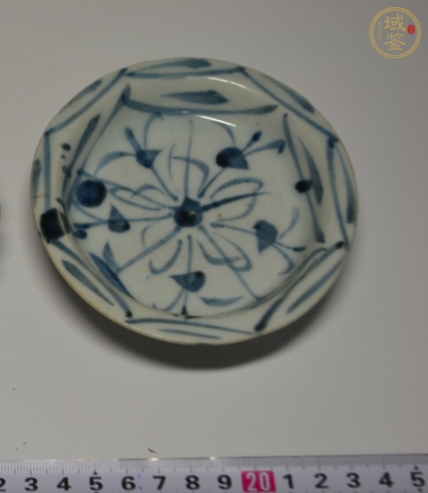古玩陶瓷清中期 青花高足盤真品鑒賞圖