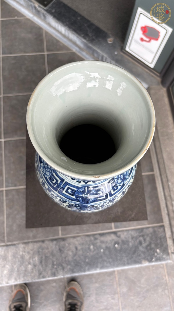 古玩陶瓷青花纏枝蓮開光花鳥紋瓶真品鑒賞圖