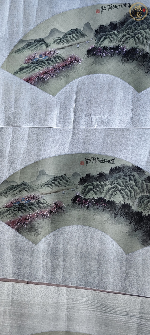 古玩字畫(huà)90年代《扇面山水》3幅真品鑒賞圖