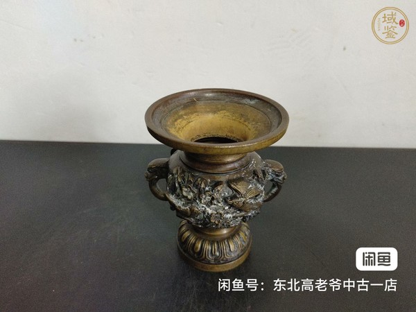 古玩陶瓷日本黃銅花觚真品鑒賞圖