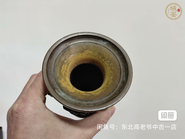古玩陶瓷日本黃銅花觚真品鑒賞圖
