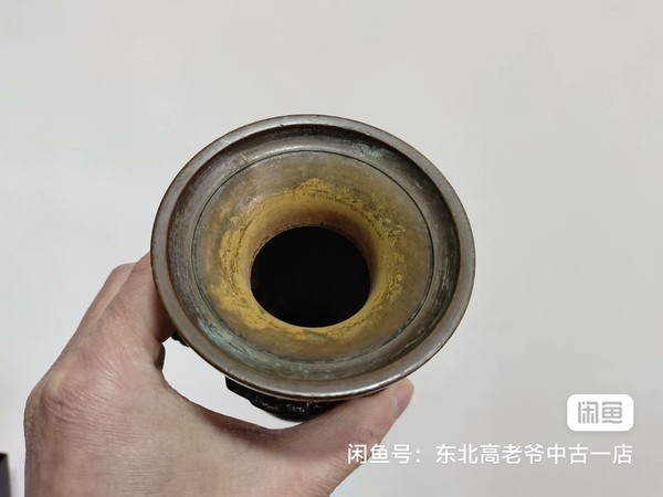 古玩陶瓷日本黃銅花觚拍賣，當前價格1266元