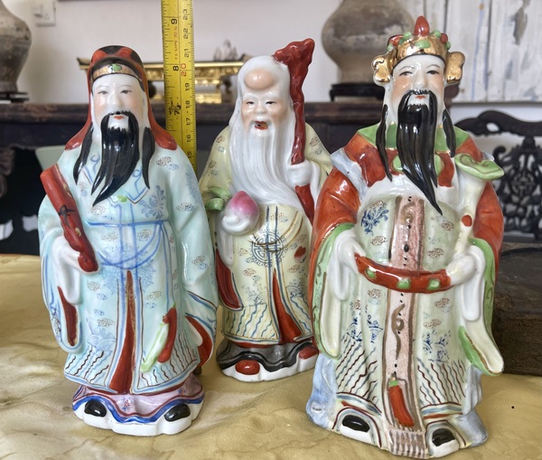 古玩陶瓷粉彩三星造像拍賣，當(dāng)前價(jià)格350元