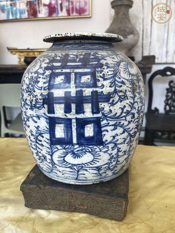 古玩陶瓷喜字罐真品鑒賞圖