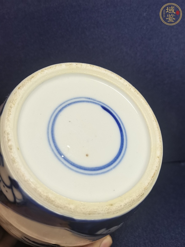 古玩陶瓷青花留白梅紋開光花鳥紋罐真品鑒賞圖
